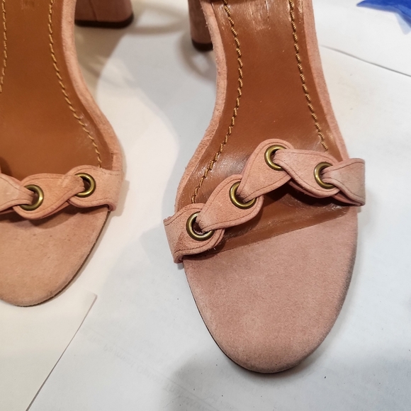 NWOT Coach Heel Link Peony Pink Suede Heeled Sandals - Picture 4 of 7